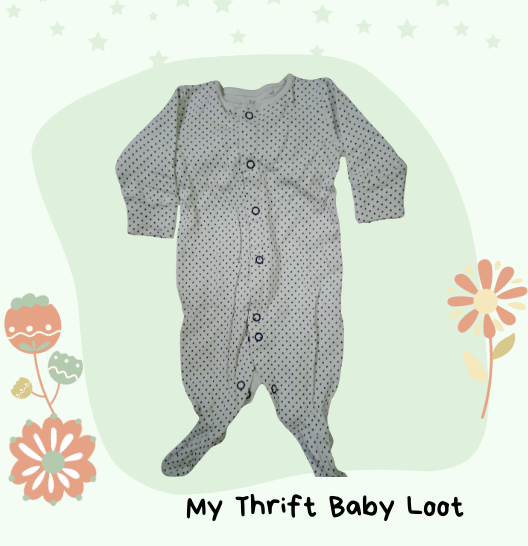 Preloved polka dot baby romper (0-2 months)